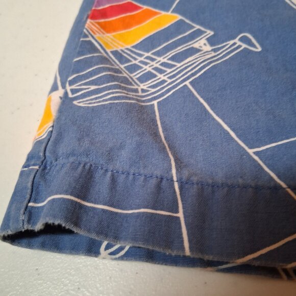 Vintage 1990s Hobie Cat Sailboat Shirt M Blue Rainbow Sail Sailing Beach Party - Picture 9 of 16